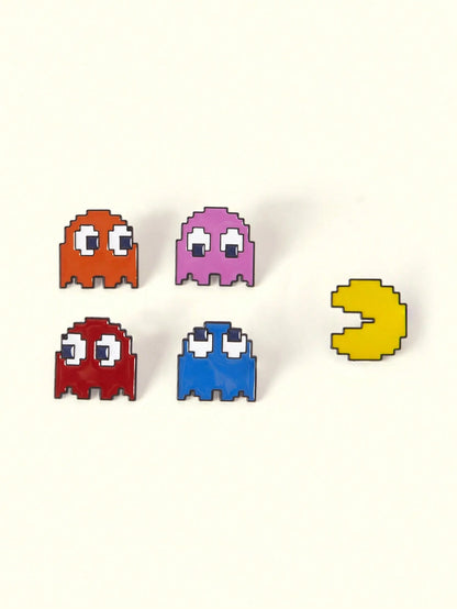 Popjeli 5 Creative Video Game Pixel Classic Maze Character, Cute Alloy Brooch Combination, Clothing Decoration Badge, Bag Decoration Badge, Universal For All Seasons