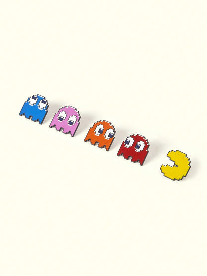 Popjeli 5 Creative Video Game Pixel Classic Maze Character, Cute Alloy Brooch Combination, Clothing Decoration Badge, Bag Decoration Badge, Universal For All Seasons