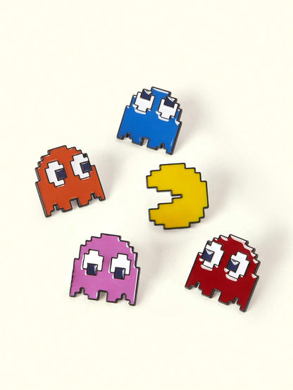 Popjeli 5 Creative Video Game Pixel Classic Maze Character, Cute Alloy Brooch Combination, Clothing Decoration Badge, Bag Decoration Badge, Universal For All Seasons