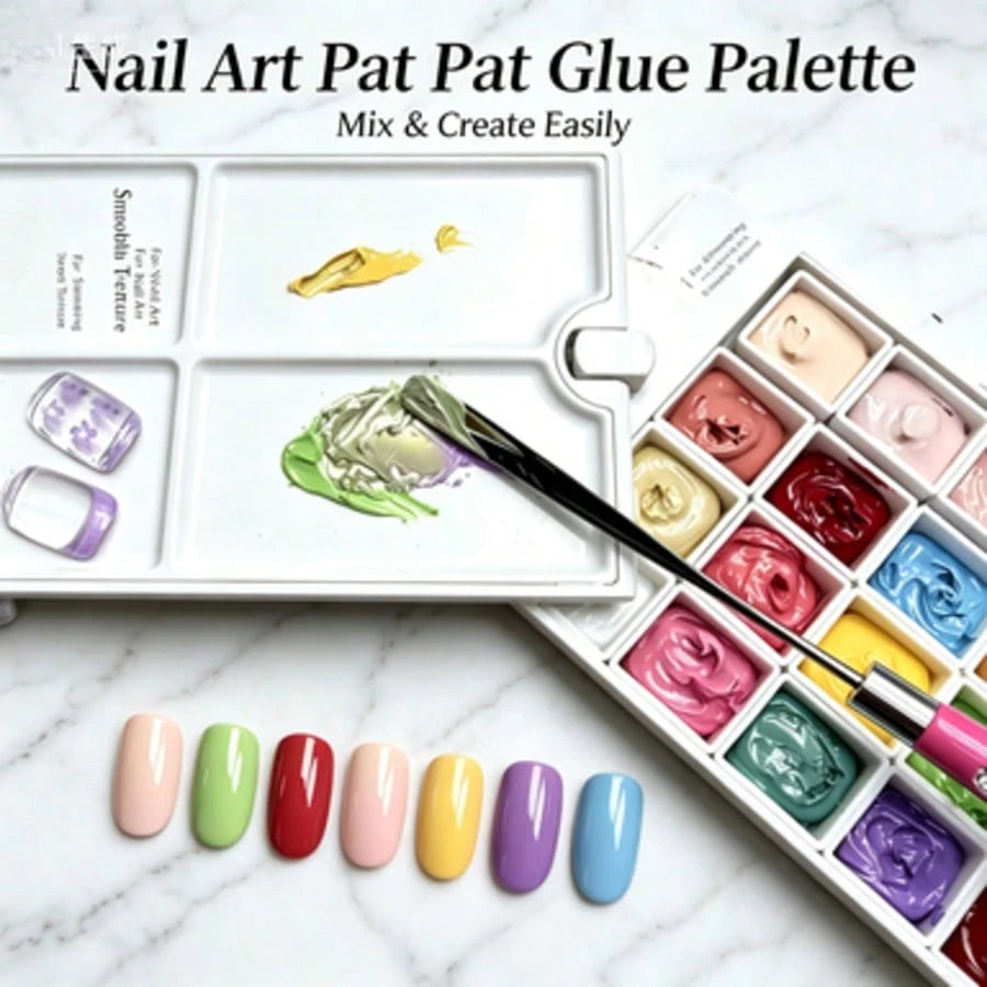 Portable 24 Color Nail Stamping Drawing Gel Palette Mixable Cream Texture Nail Art Pigment Glue For Beginner & Professional Nail Tech