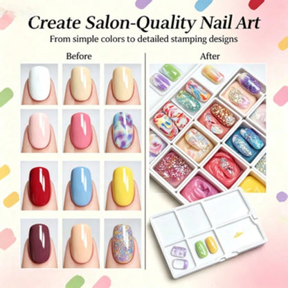 Portable 24 Color Nail Stamping Drawing Gel Palette Mixable Cream Texture Nail Art Pigment Glue For Beginner & Professional Nail Tech