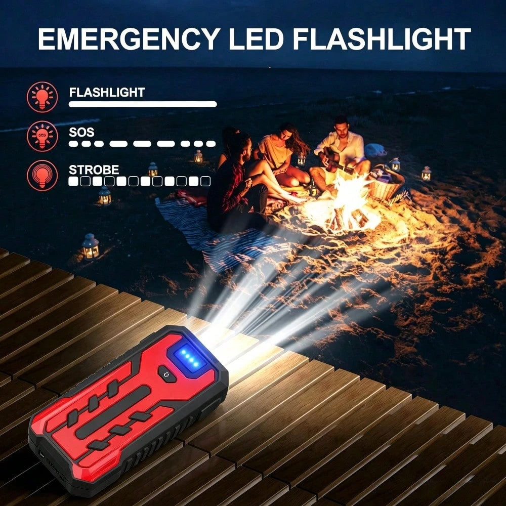 Portable Car Battery Charger, Outdoor Emergency Power Starter, Automotive Parts, Digital Display And Flashlight Lighting Equipment (Without Air Pump)