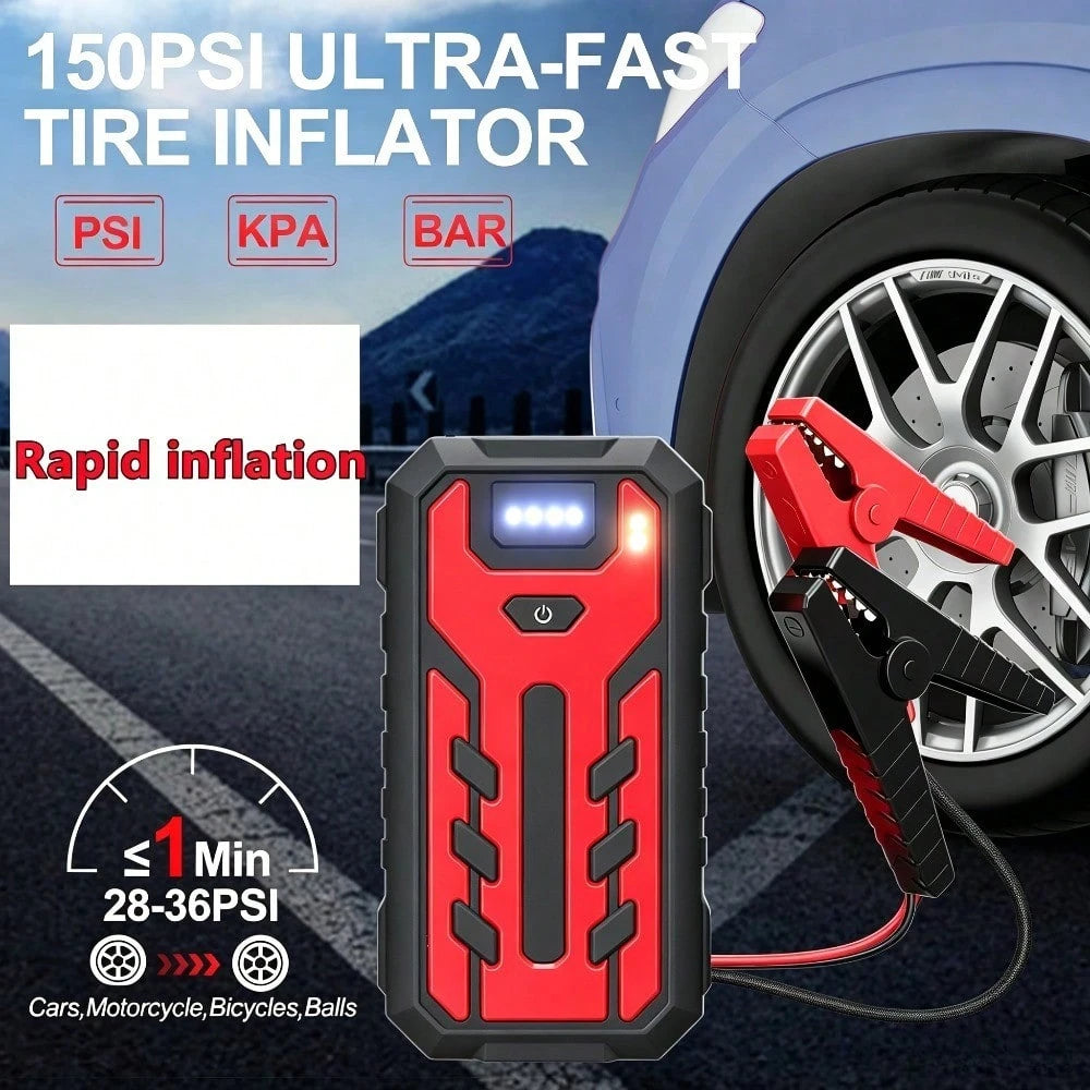 Portable Car Battery Charger, Outdoor Emergency Power Starter, Automotive Parts, Digital Display And Flashlight Lighting Equipment (Without Air Pump)
