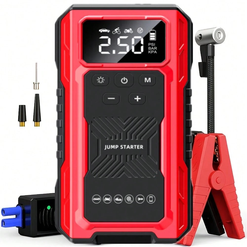 Portable Car Battery Charger, Outdoor Emergency Power Starter, Automotive Parts, Digital Display And Flashlight Lighting Equipment (Without Air Pump)