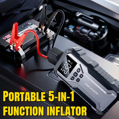 Portable Car Jump Starter With Air Compressor, 12V Battery Booster Pack, Wireless Tire Inflator, USB Quick Charge, LED Emergency Light, Multifunction Car Emergency Tool For 8.0L Gas/1.72gal Vehicles