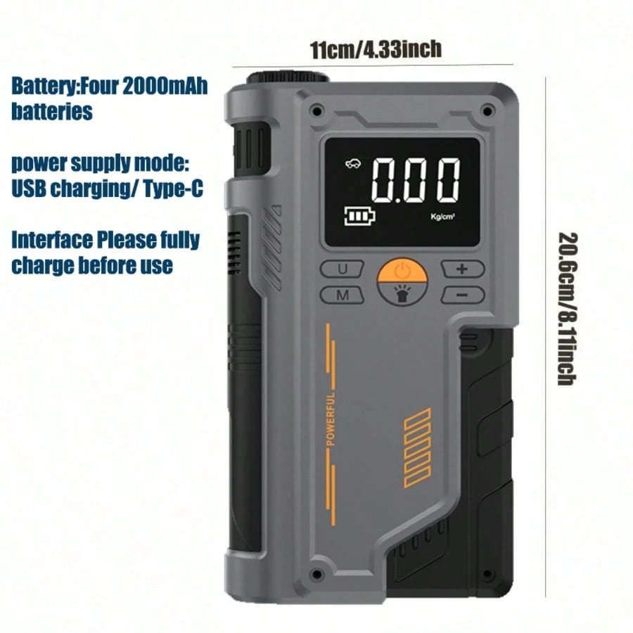 Portable Car Jump Starter With Air Compressor, 150PSI Digital Tire Inflator, 8000A Jump Starter, 12V Battery Jump Box Car Battery Jump Starter, LCD Display, Compressor, Portable Starter And Repair Too
