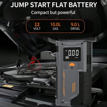 Portable Car Jump Starter With Air Compressor, 150PSI Digital Tire Inflator, 8000A Jump Starter, 12V Battery Jump Box Car Battery Jump Starter, LCD Display, Compressor, Portable Starter And Repair Too