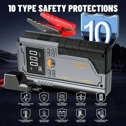 Portable Car Jump Starter With Air Compressor, 150PSI Digital Tire Inflator, 8000A Jump Starter, 12V Battery Jump Box Car Battery Jump Starter, LCD Display, Compressor, Portable Starter And Repair Too