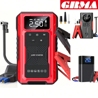 Portable Car Jump Starter (Without Air Pump) & LCD Display- Heavy-Duty Battery Booster Suitable For Gas/ Engines, Emergency Power Source With 3-Mode Flashlight