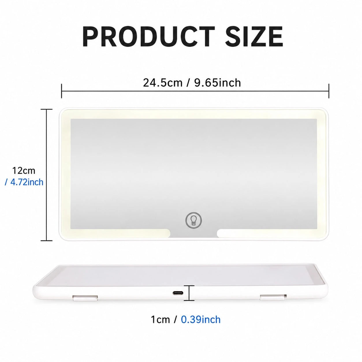 Portable Car Makeup Mirror With Sunshade And Smart LED Charging Function