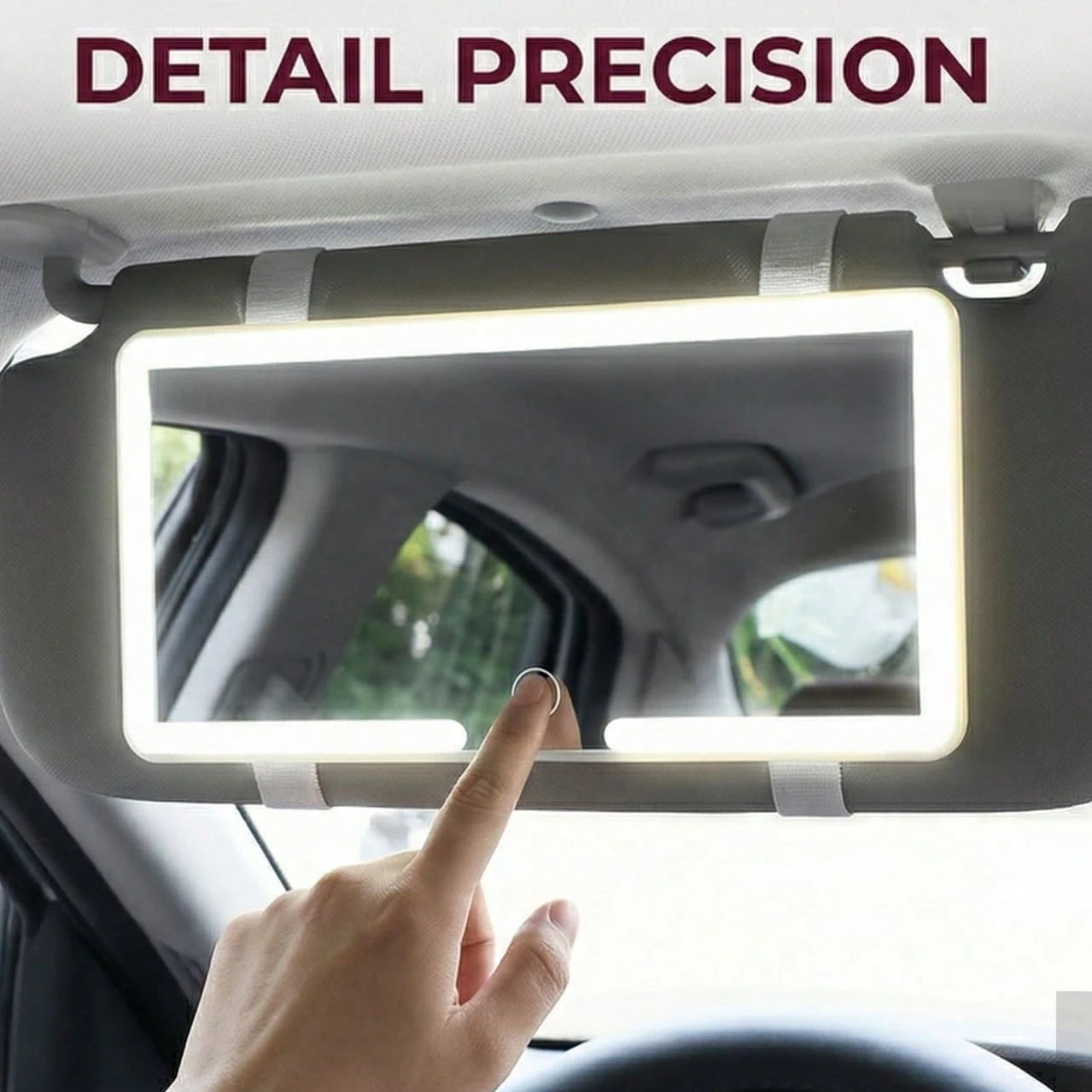Portable Car Makeup Mirror With Sunshade And Smart LED Charging Function