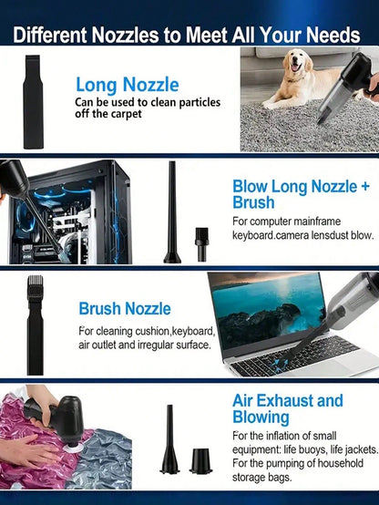 Portable Cordless Vacuum, High Suction Handheld Car Vacuum Cleaner, With Washable Filter, And Blowing, Both In The Car And At Home, Can Absorb Dust, Debris, Pet Hair, 2400mAh, Car Accessories