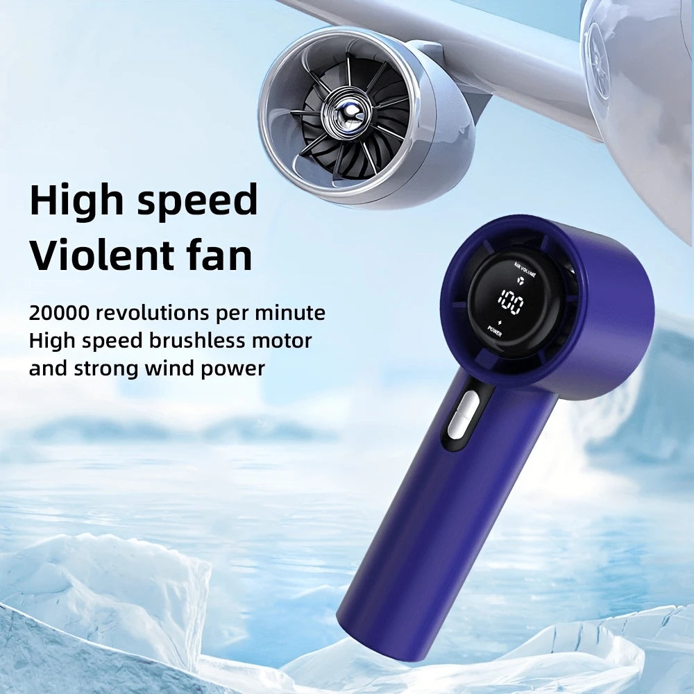 Portable Mini, Portable Turbo Handheld Fan 100 Wind Speeds Electric Fan For Outdoor Camping,Lightweight Personal Cooling(Black)