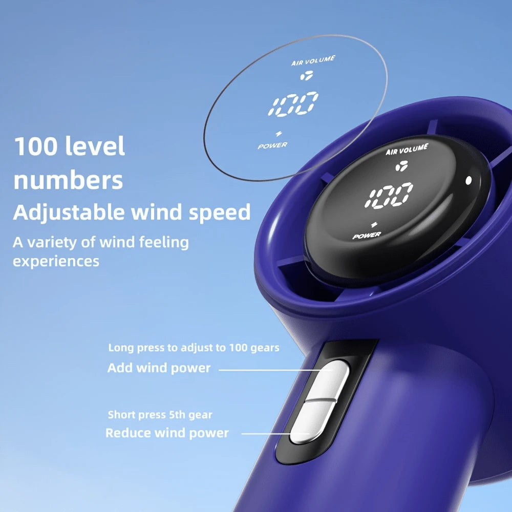 Portable Mini, Portable Turbo Handheld Fan 100 Wind Speeds Electric Fan For Outdoor Camping,Lightweight Personal Cooling(Black)