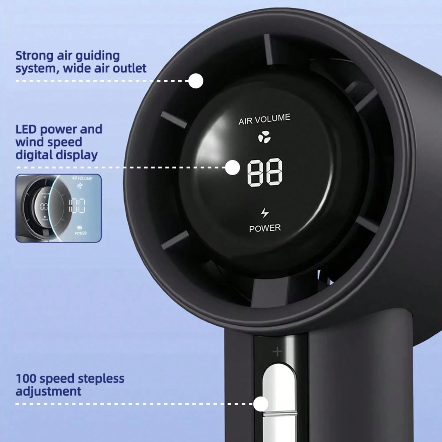 Portable Mini, Portable Turbo Handheld Fan 100 Wind Speeds Electric Fan For Outdoor Camping,Lightweight Personal Cooling(Black)