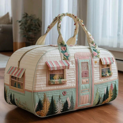 Portable Outdoor Patchwork 3D Print Duffle Bag Cartoon Van Floral Camper Stay Wild Hippie Bus Ladies Gym Overnight Travel Bag