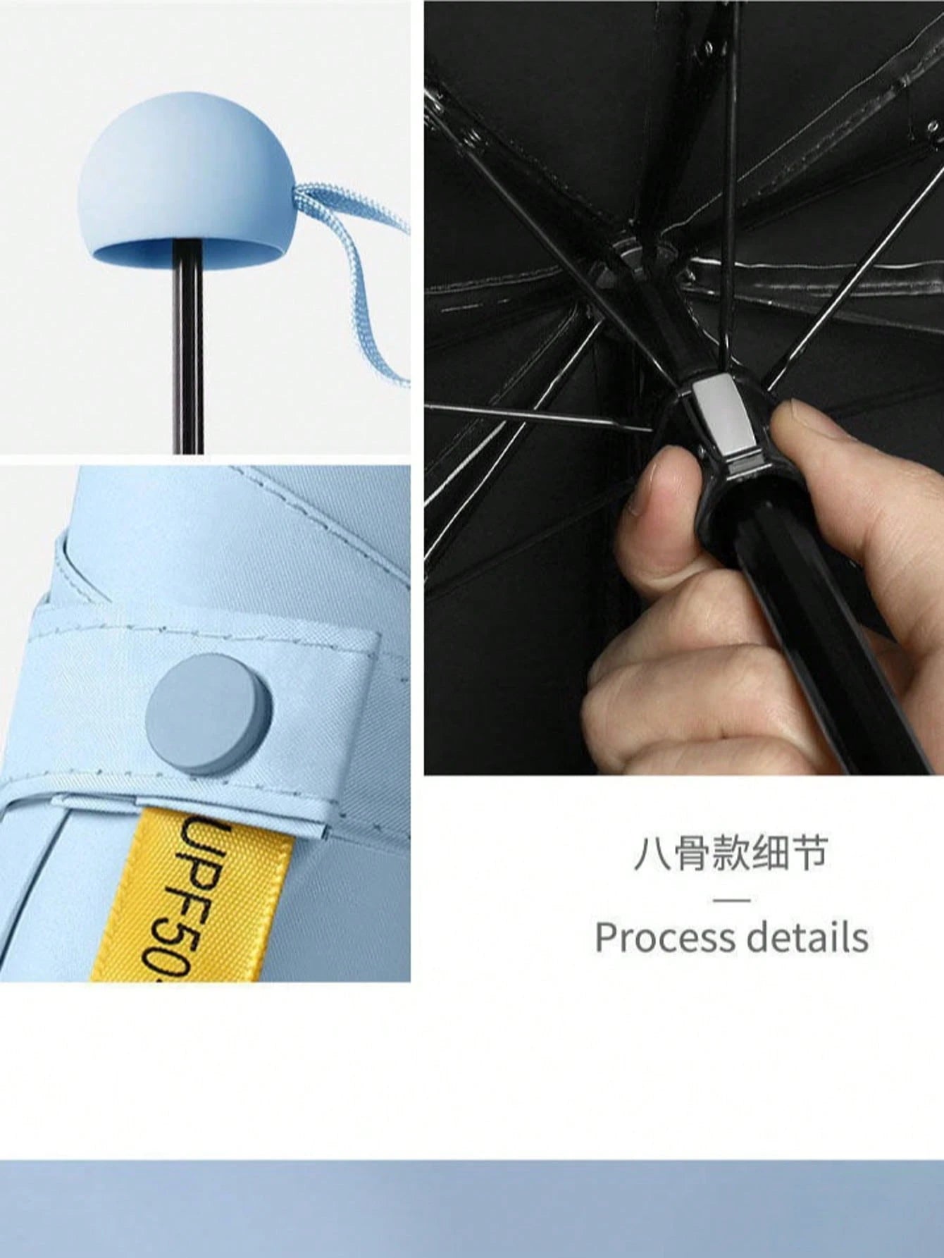 Portable Sunshade Umbrella With Umbrella Cover| UPF 50+ Sun Protection Function, Lightweight And Compact Pocket Umbrella