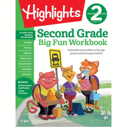 Pre-Owned Second Grade Big Fun Workbook: 256 Pages Of Puzzle-Based Practice In Math, Reading, (Paperback) By Highlights Learning (Creator)