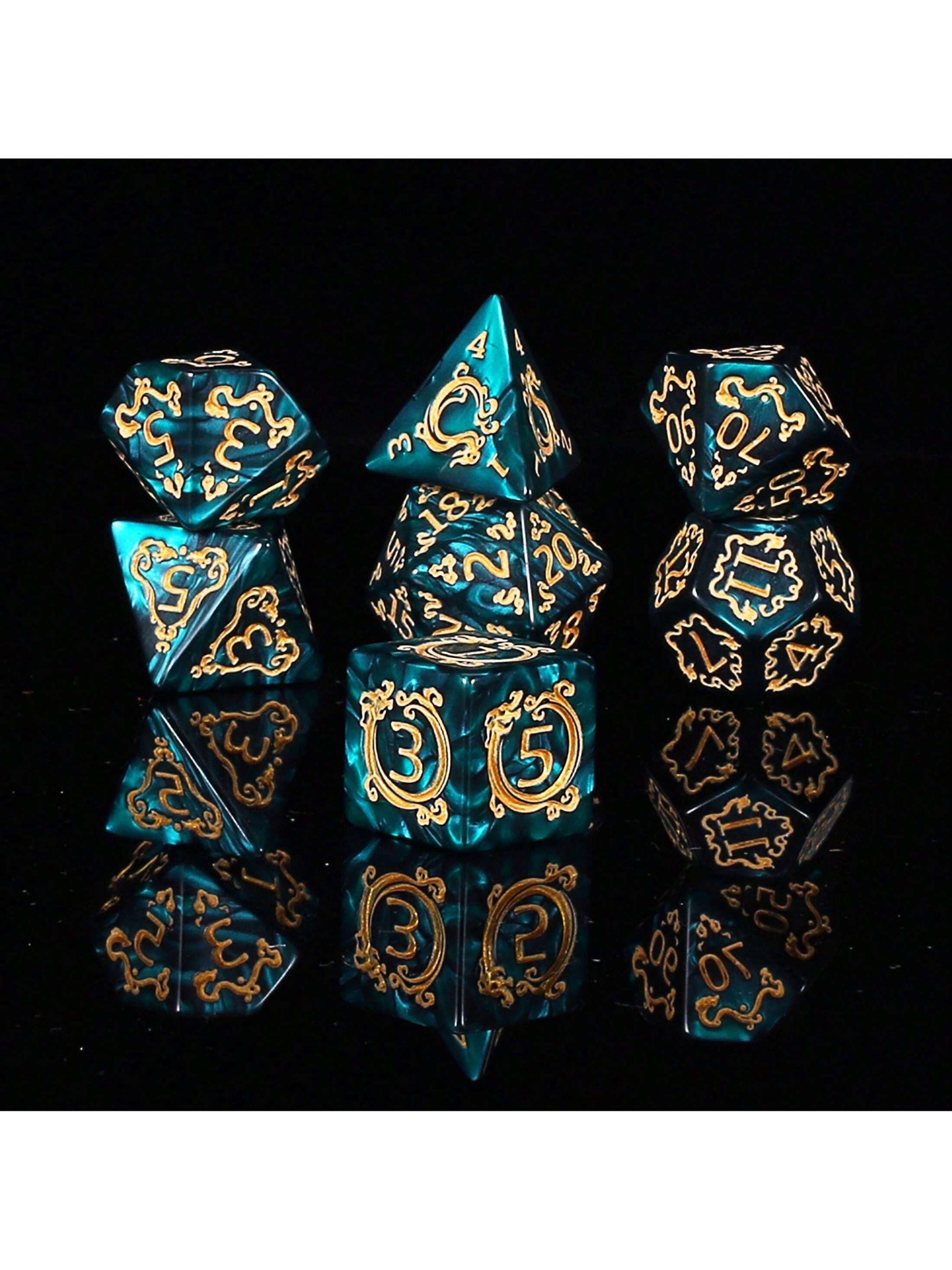 Premium Multi-Sided Dice Set (7 Pieces) Dragon Dice For D&D Roleplaying Game MTG Tabletop Games The Perfect Gaming Gift For Halloween, Christmas, And Fantasy Roleplaying Adventures!