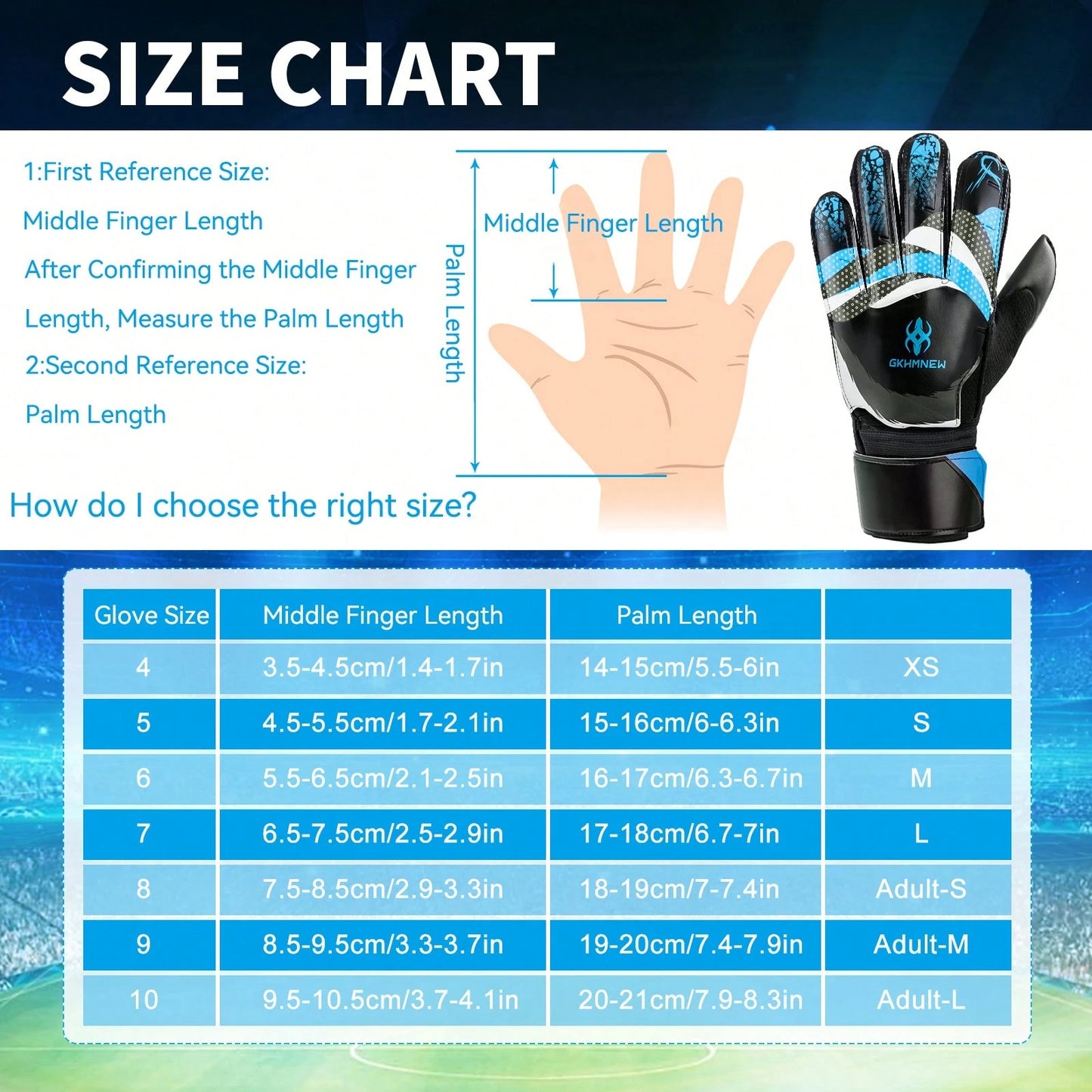 Professional Soccer Goalkeeper Goalie Gloves- Super Superior Grip, Finger Protection, High Performance- Durable & Comfortable Training/Match Gloves For Adults, Youth (Size 4-10)