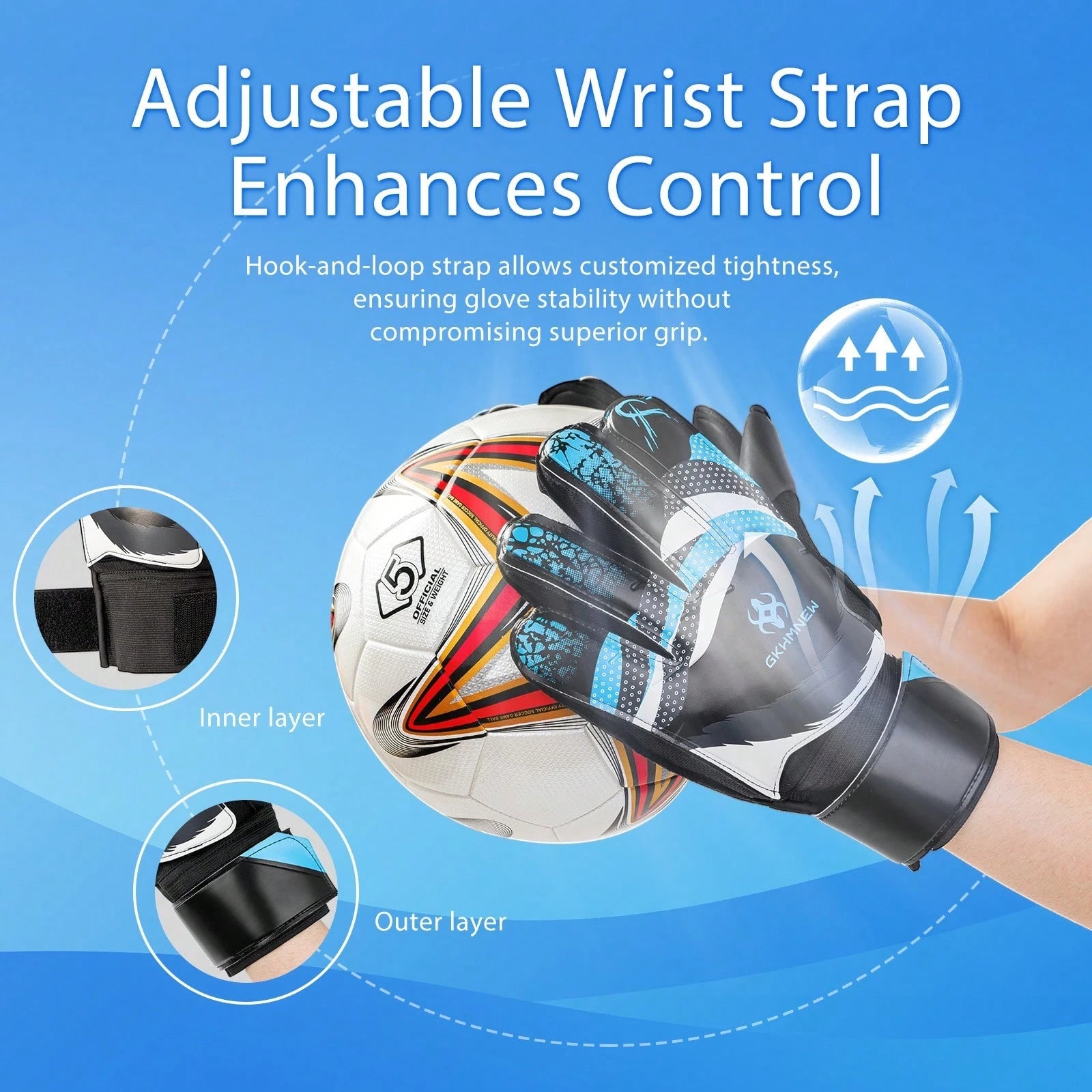 Professional Soccer Goalkeeper Goalie Gloves- Super Superior Grip, Finger Protection, High Performance- Durable & Comfortable Training/Match Gloves For Adults, Youth (Size 4-10)