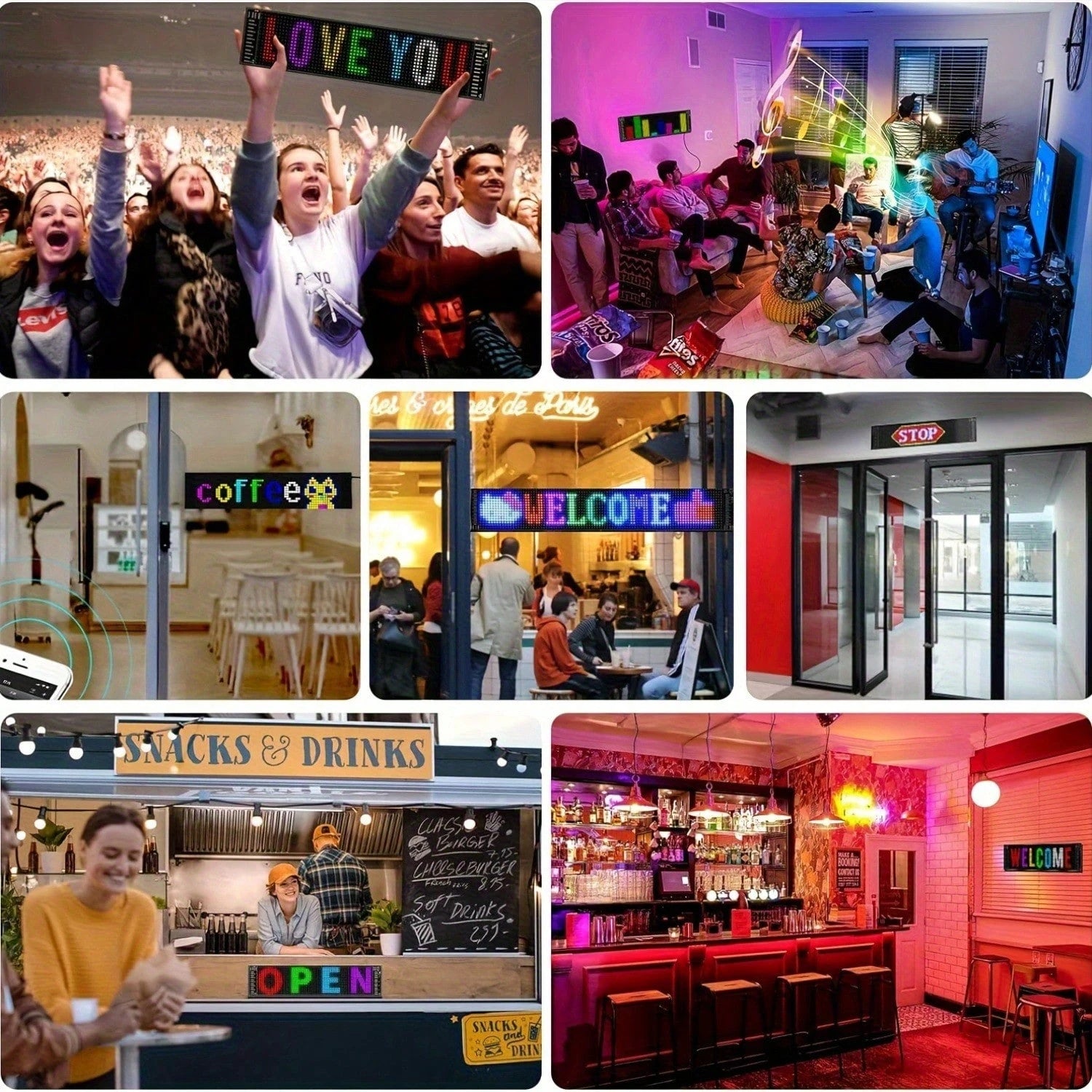 Programmable LED Sign, APP Control, Scrolling Text, Graffiti, USB Power Supply, Night Light Emission, Multiple Sizes In Color, Suitable For Store Signs, Car Decoration, Digital Signage, Parties, Hallo
