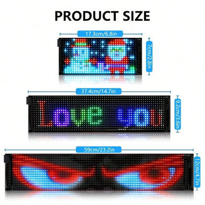 Programmable LED Sign, APP Control, Scrolling Text, Graffiti, USB Power Supply, Night Light Emission, Multiple Sizes In Color, Suitable For Store Signs, Car Decoration, Digital Signage, Parties, Hallo