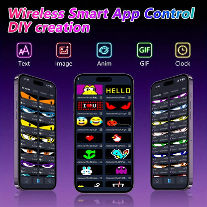 Programmable LED Sign, APP Control, Scrolling Text, Graffiti, USB Power Supply, Night Light Emission, Multiple Sizes In Color, Suitable For Store Signs, Car Decoration, Digital Signage, Parties, Hallo