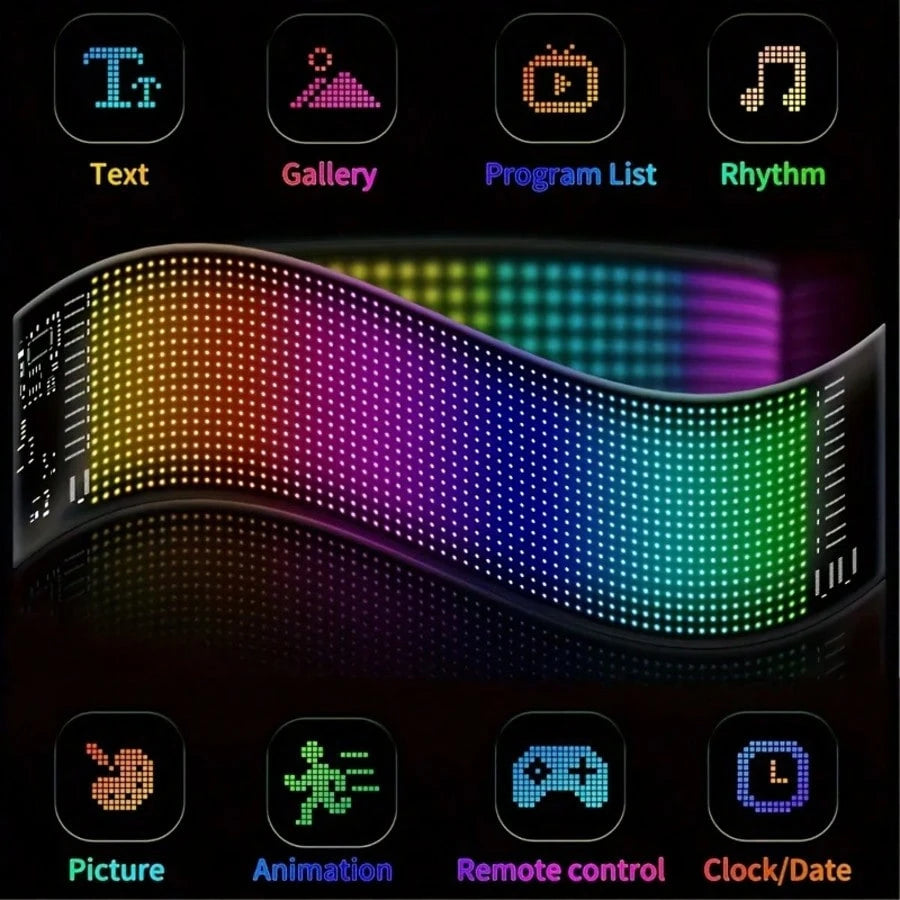 Programmable LED Sign, APP Control, Scrolling Text, Graffiti, USB Power Supply, Night Light Emission, Multiple Sizes In Color, Suitable For Store Signs, Car Decoration, Digital Signage, Parties, Hallo