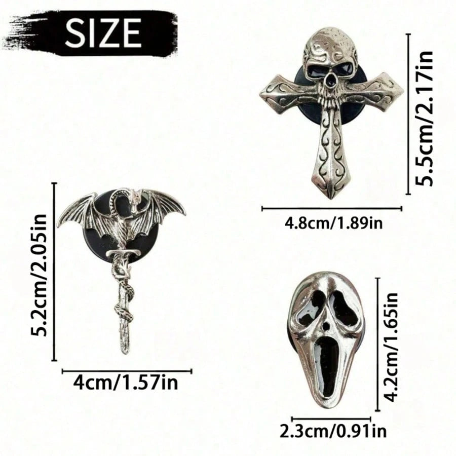 Punk Style Car Air Freshener Clip, Alloy Skull & Cross Design, Creative Vent Decoration Fragrance Holder