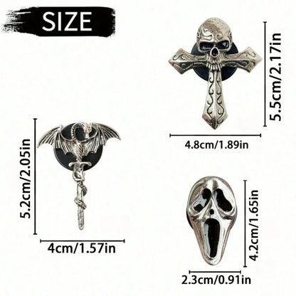 Punk Style Car Air Freshener Clip, Alloy Skull & Cross Design, Creative Vent Decoration Fragrance Holder