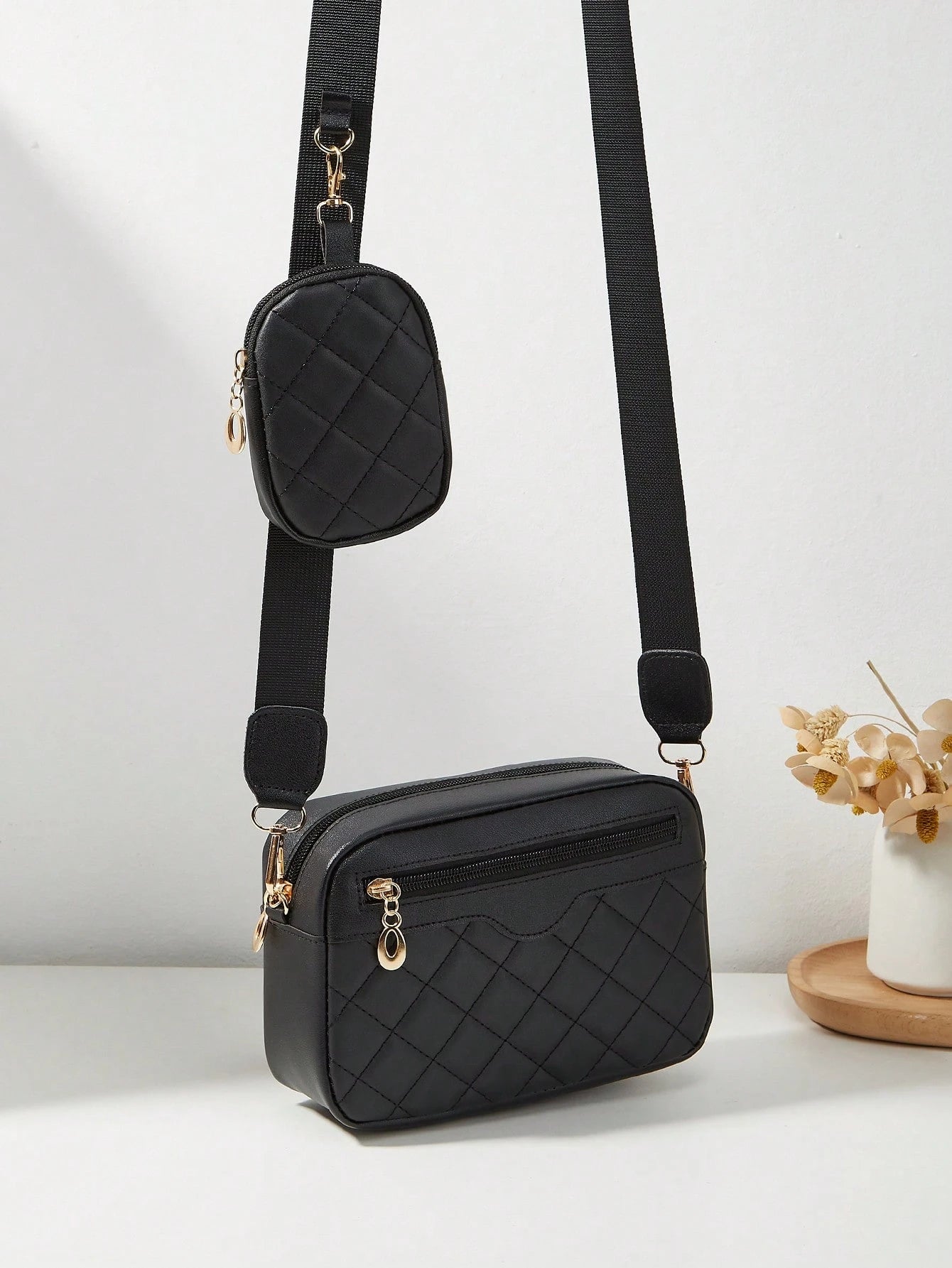 Quilted Rhombus Design Small Shoulder Bag, Women Crossbody Purse With Card Holder