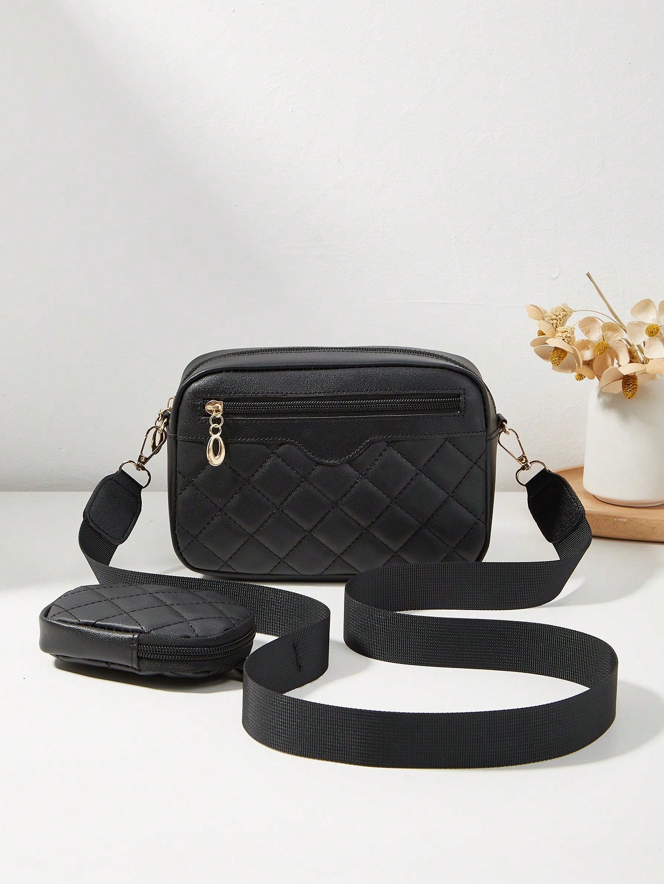 Quilted Rhombus Design Small Shoulder Bag, Women Crossbody Purse With Card Holder
