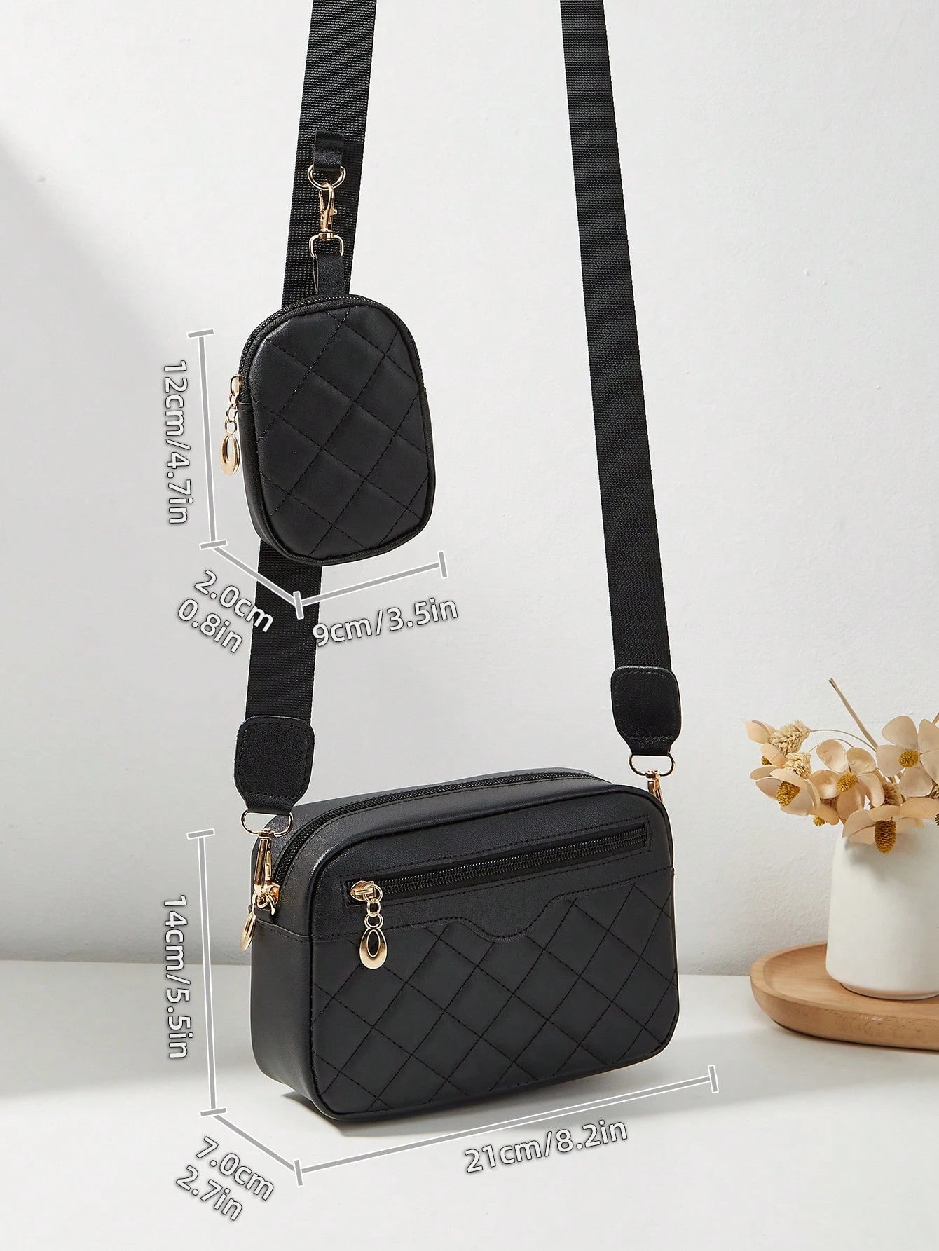 Quilted Rhombus Design Small Shoulder Bag, Women Crossbody Purse With Card Holder