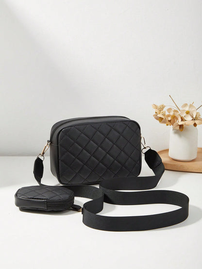 Quilted Rhombus Design Small Shoulder Bag, Women Crossbody Purse With Card Holder