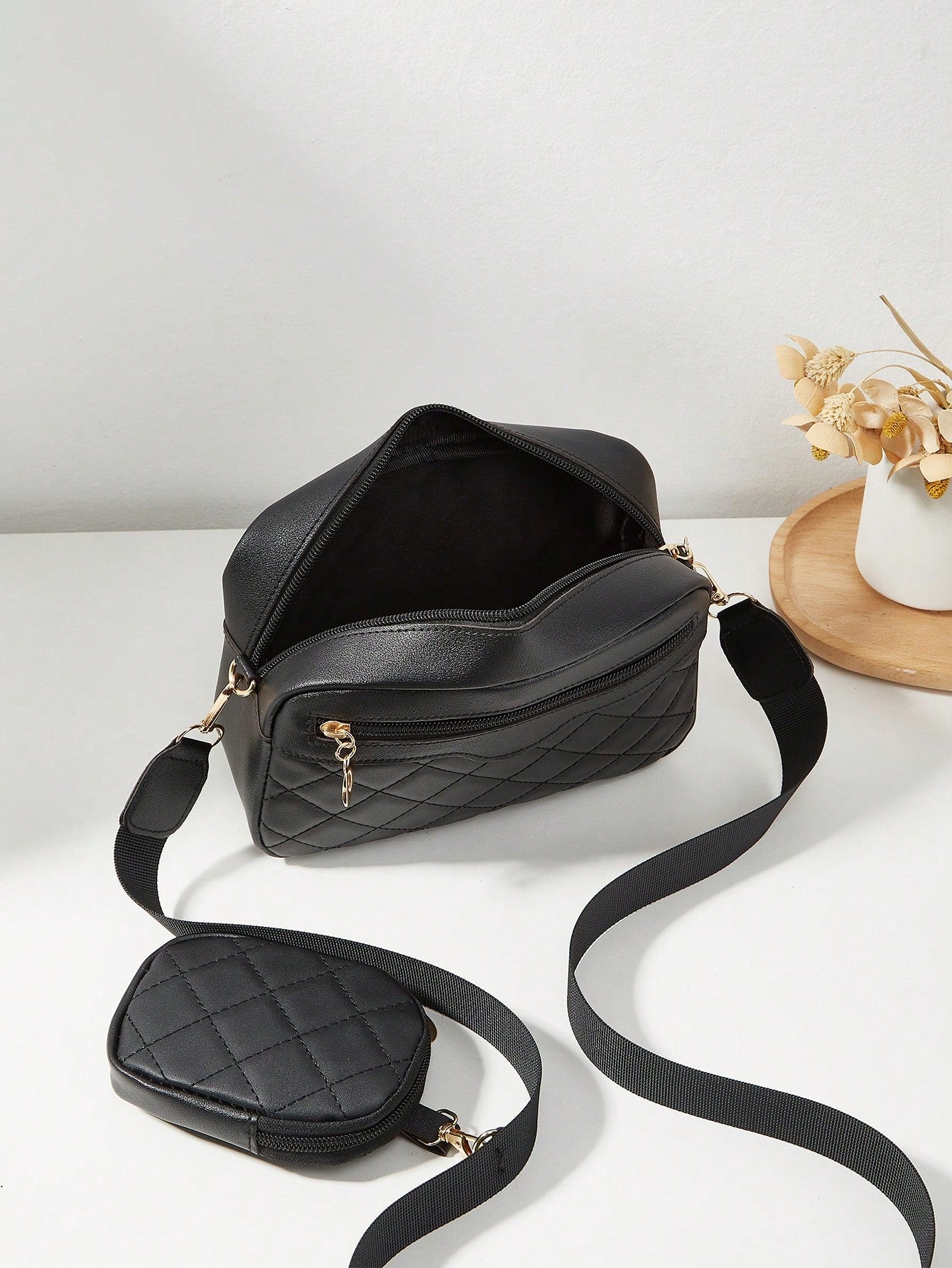 Quilted Rhombus Design Small Shoulder Bag, Women Crossbody Purse With Card Holder