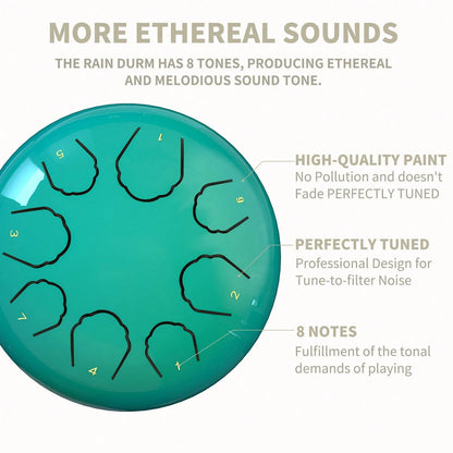 Rain Drum For Outside Garden, 6 Inches 8 Notes Steel Tongue Drum Rain Chime, Chakra Drum For Rain, Rain Drum For Outside Garden When It Rains, Drumsticks Adults Gift Sound Healing