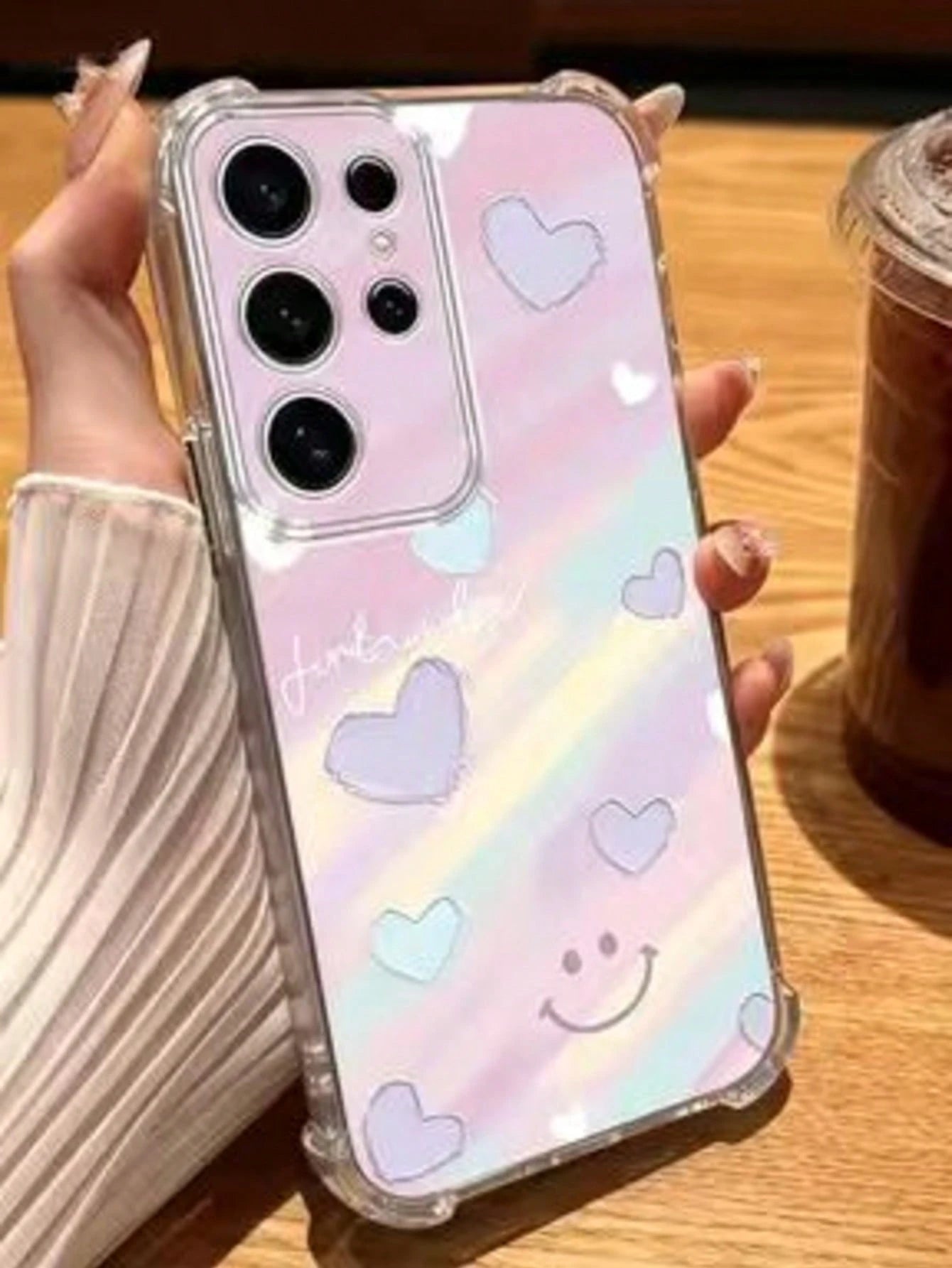 Rainbow Heart Pattern Transparent Shockproof Fashion Phone Case Compatible With Iphone 16/17/16pro/16plus/16promax Birthday Gift Anniversary