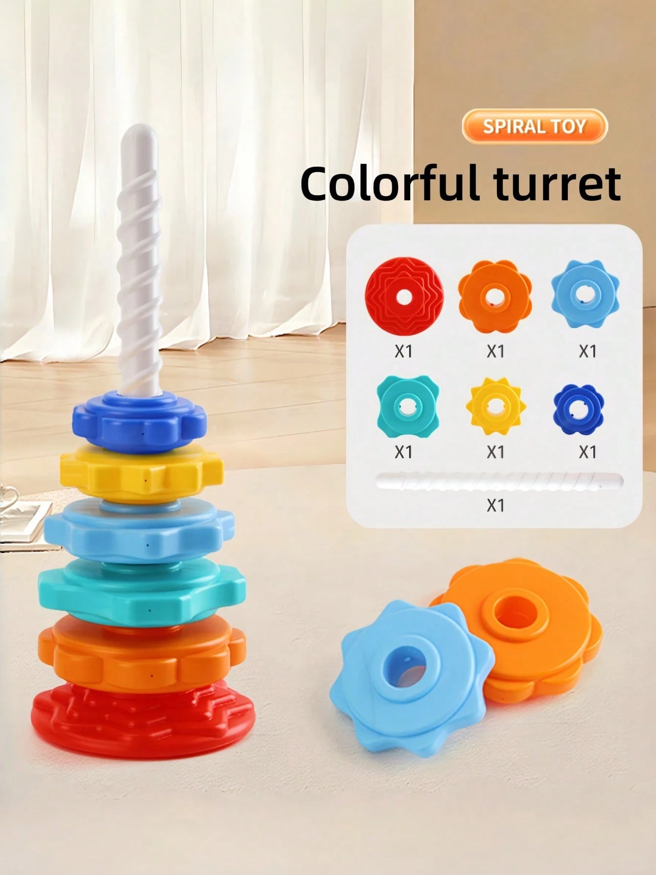 Rainbow Stacking Cups Spinning Tower Funnel Building Blocks Early Educational Toys, Baby Stacking Rings Toy, Rainbow Stacking Rings Montessori Toys