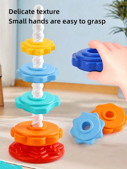 Rainbow Tower Rotating Stacking Toy, Colorful Rings, Children's Educational Early Learning Toy Block Shape Matching, Rotating Toy, Attention Autism Bucket Toy, Rotating Toy, Stacking Toy, Stacking Rin