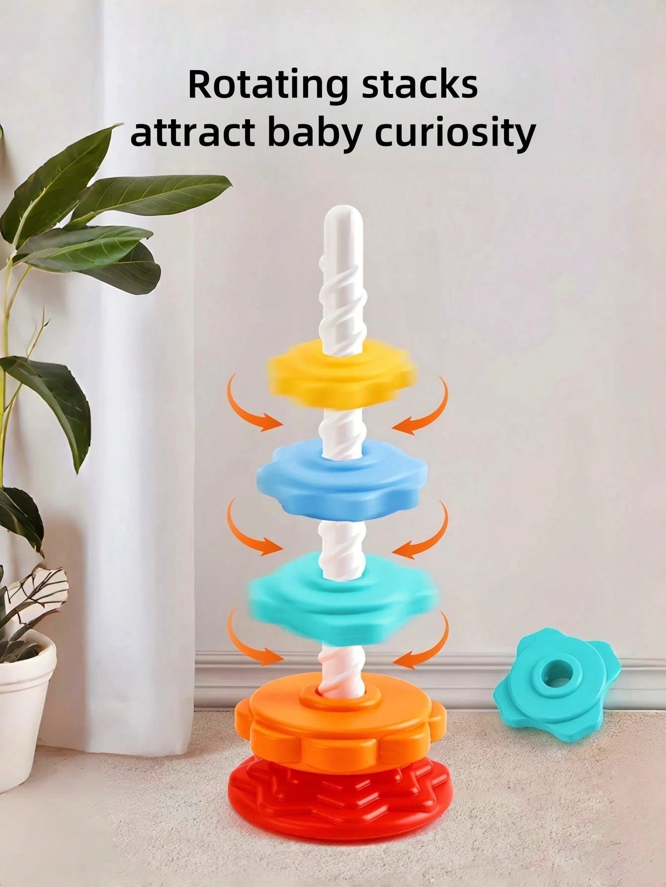 Rainbow Tower Rotating Stacking Toy, Colorful Rings, Children's Educational Early Learning Toy Block Shape Matching, Rotating Toy, Attention Autism Bucket Toy, Rotating Toy, Stacking Toy, Stacking Rin