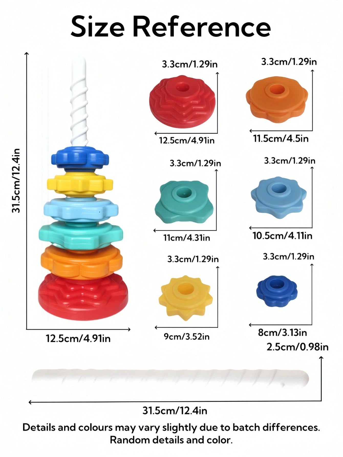 Rainbow Tower Rotating Stacking Toy, Colorful Rings, Children's Educational Early Learning Toy Block Shape Matching, Rotating Toy, Attention Autism Bucket Toy, Rotating Toy, Stacking Toy, Stacking Rin