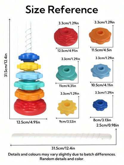 Rainbow Tower Rotating Stacking Toy, Colorful Rings, Children's Educational Early Learning Toy Block Shape Matching, Rotating Toy, Attention Autism Bucket Toy, Rotating Toy, Stacking Toy, Stacking Rin
