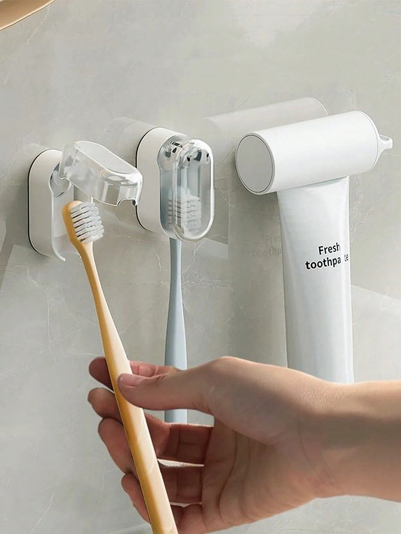 Random Color Wall-Mounted Toothbrush Holder, Simple Dustproof Design With Self-Closing Cover, No Drilling Required Home Bathroom Decor Fall Decor Back To School