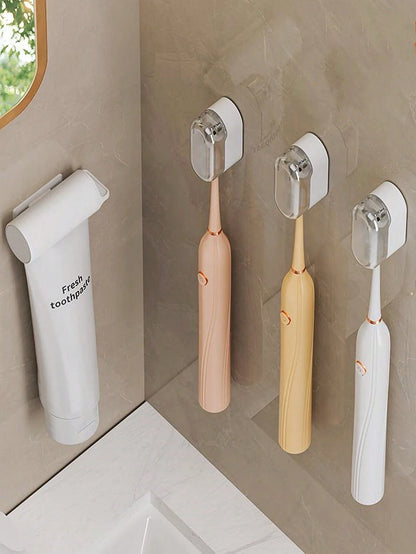 Random Color Wall-Mounted Toothbrush Holder, Simple Dustproof Design With Self-Closing Cover, No Drilling Required Home Bathroom Decor Fall Decor Back To School