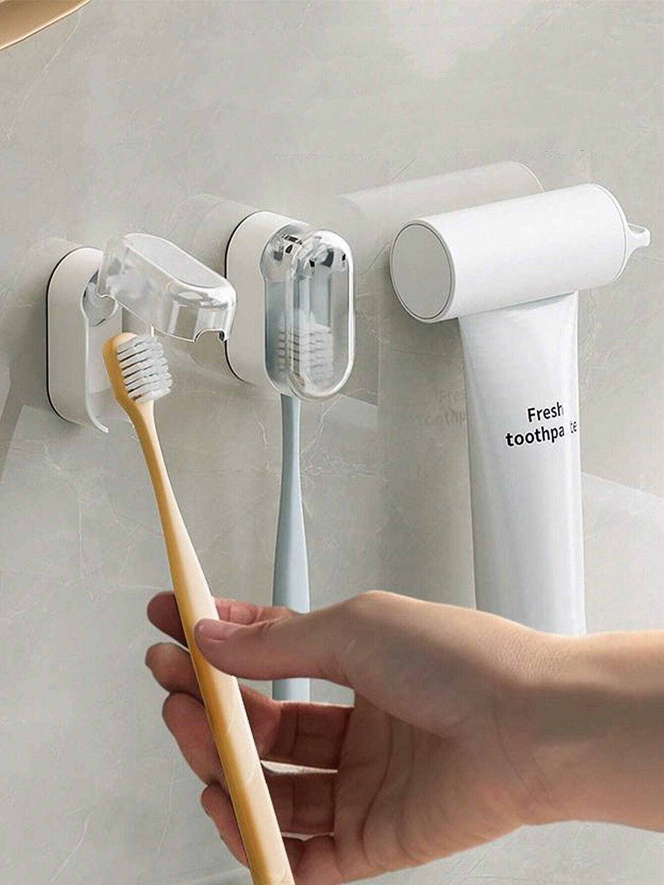 Random Color Wall-Mounted Toothbrush Holder, Simple Dustproof Design With Self-Closing Cover, No Drilling Required Home Bathroom Decor Fall Decor Back To School