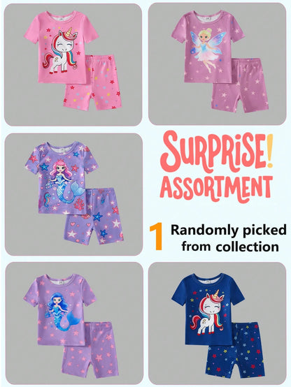 Randomly Sent 1 Set Baby Girl Sweet Cute Elegant Casual Daily Comfortable Soft Skin-Friendly Knit High Elasticity Tight Fabric Fun Multicolor Unicorn Mermaid Princess Fairy Cartoon Glow-In-The-Dark Pr
