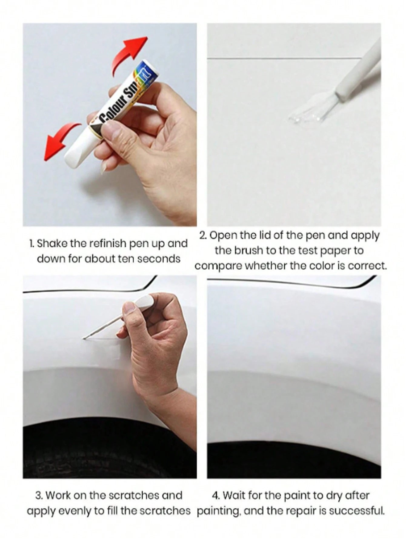rayhong 12ml Color Smart Car Tauch Up Scratch Repair Pen, Repair Car Paint Easily And Quickly, Premium Deep Scratch Repair, Car Touch-Up Paint Brush Auto Repair Tool, For Car/Motorcycle/Bo