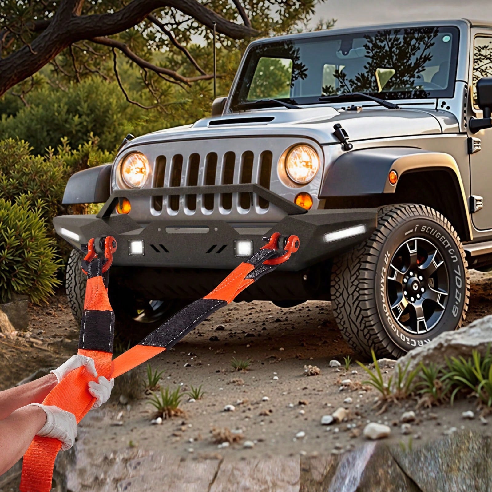 Recovery Tow Strap 3 Inches, 8 Feet 36,000 Lbs Break Strength, Triple Reinforced Loop Straps, Tree Saver, Winch Line Extension Strap, Off Road Towing And Recovery, Extreme Weather Resistance