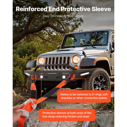 Recovery Tow Strap 3 Inches, 8 Feet 36,000 Lbs Break Strength, Triple Reinforced Loop Straps, Tree Saver, Winch Line Extension Strap, Off Road Towing And Recovery, Extreme Weather Resistance